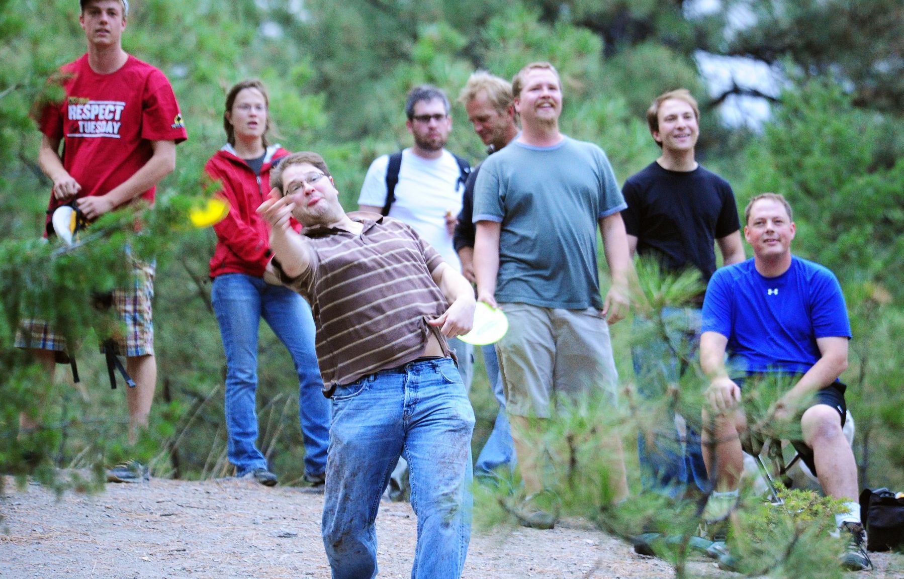 Jenks Gibbons drives his Frisbee as him and others Frisbee golf in the Scratchgravel Hills in this IR file photo.